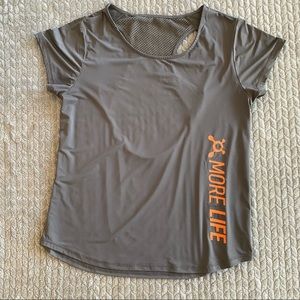 OrangeTheory Workout Top, Medium. Gray with orange details